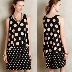 Anthropologie Maeve Layered Davina Polka Dot Print Dress size Large Art-to-Wear
